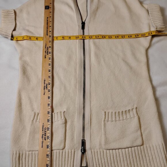 Generra Vintage Cream Zip Up Knit Cardigan, Medium - Picture 5 of 7